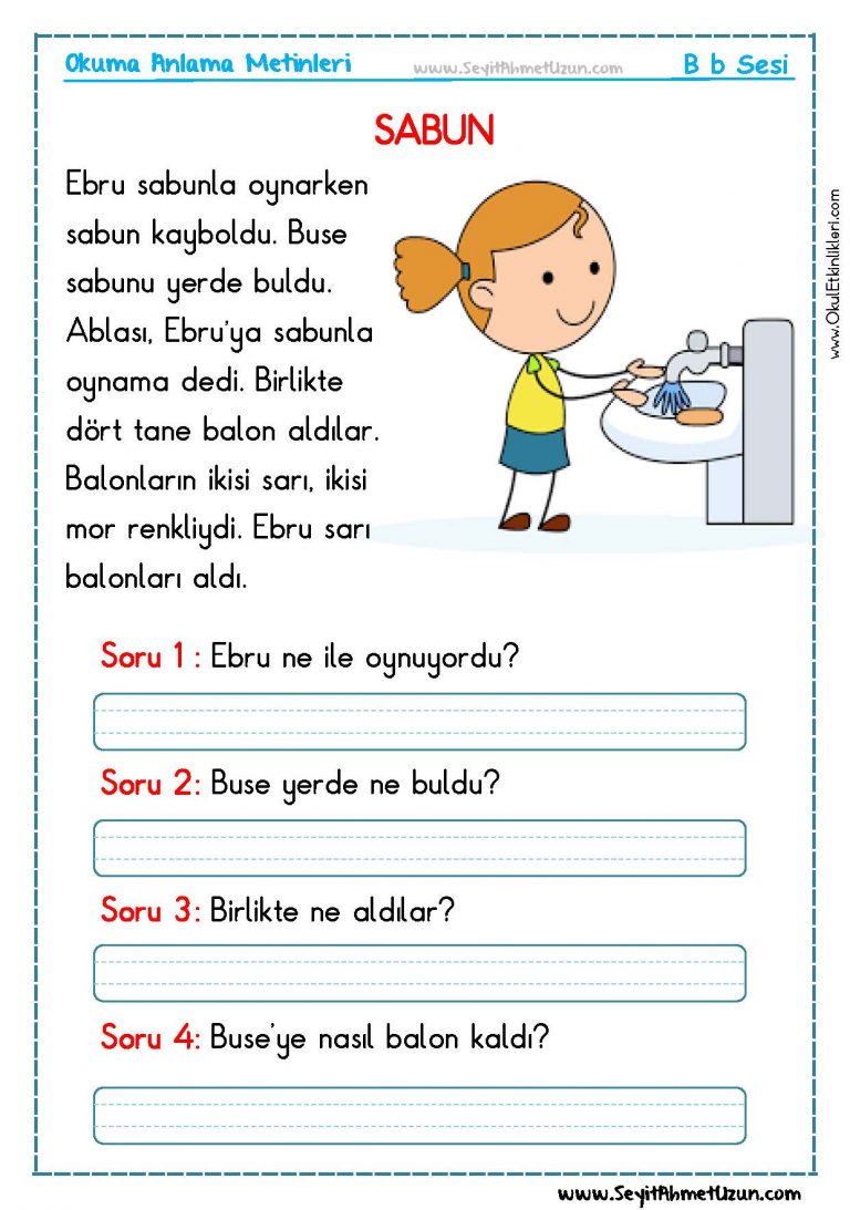 B Sesi Okuma Anlama – SABUN - Seyit Ahmet Uzun – Eğitime Yeni Bir Bakış